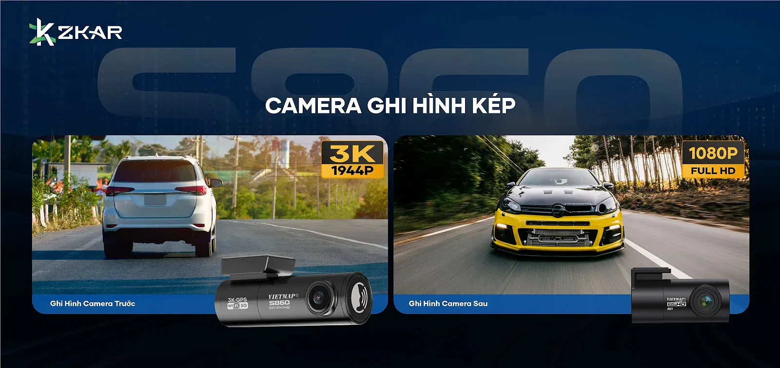 camera ghi hình kép toàn cảnh trước & sau