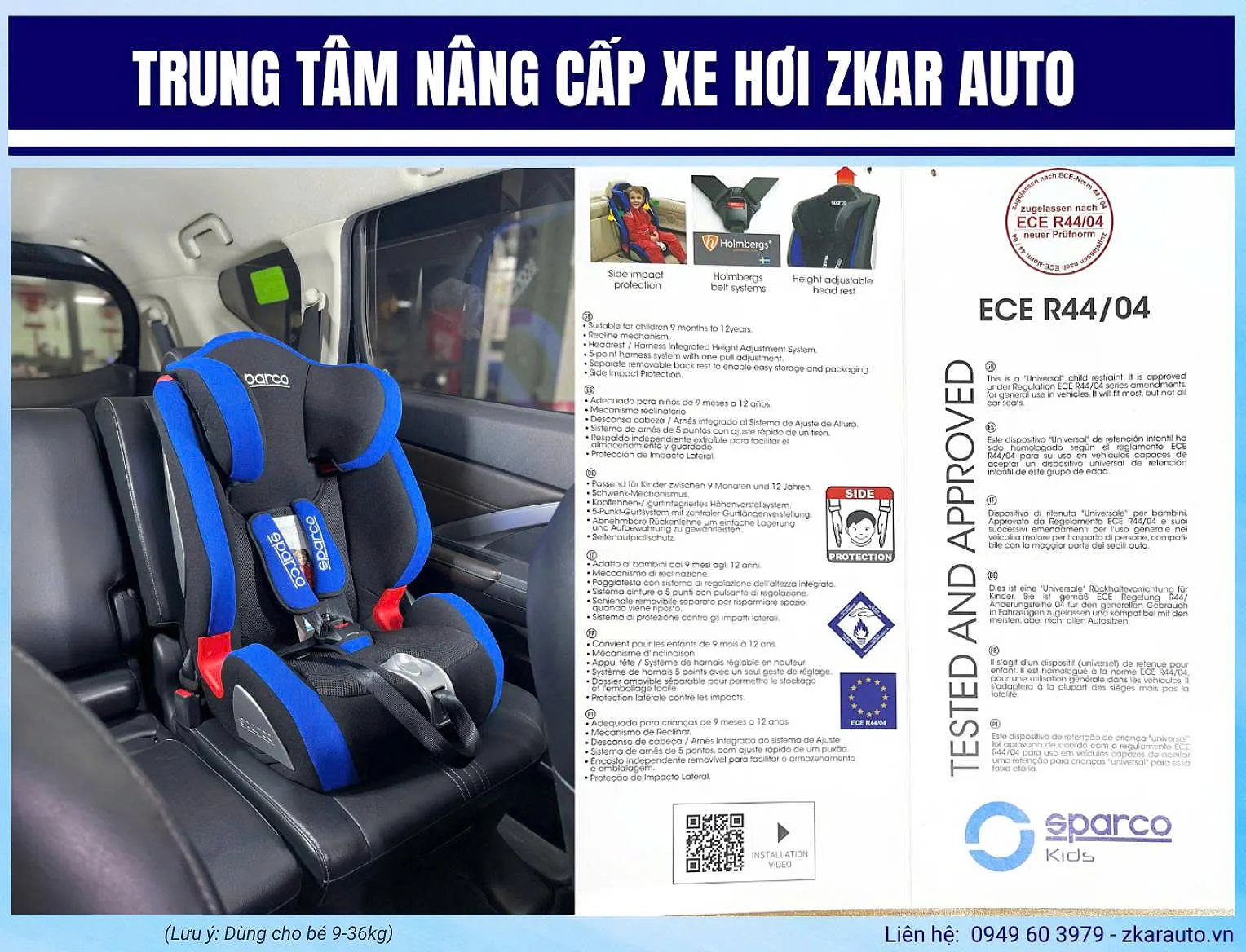 Ghế ngồi ô tô trẻ em sparco f1000k cao cấp - ZKar Auto