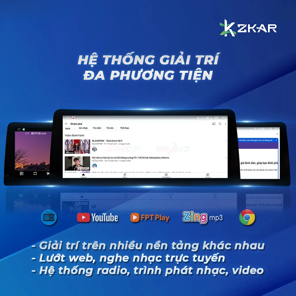 Giải trí đa phương tiện như máy tính bảng cao cấp
