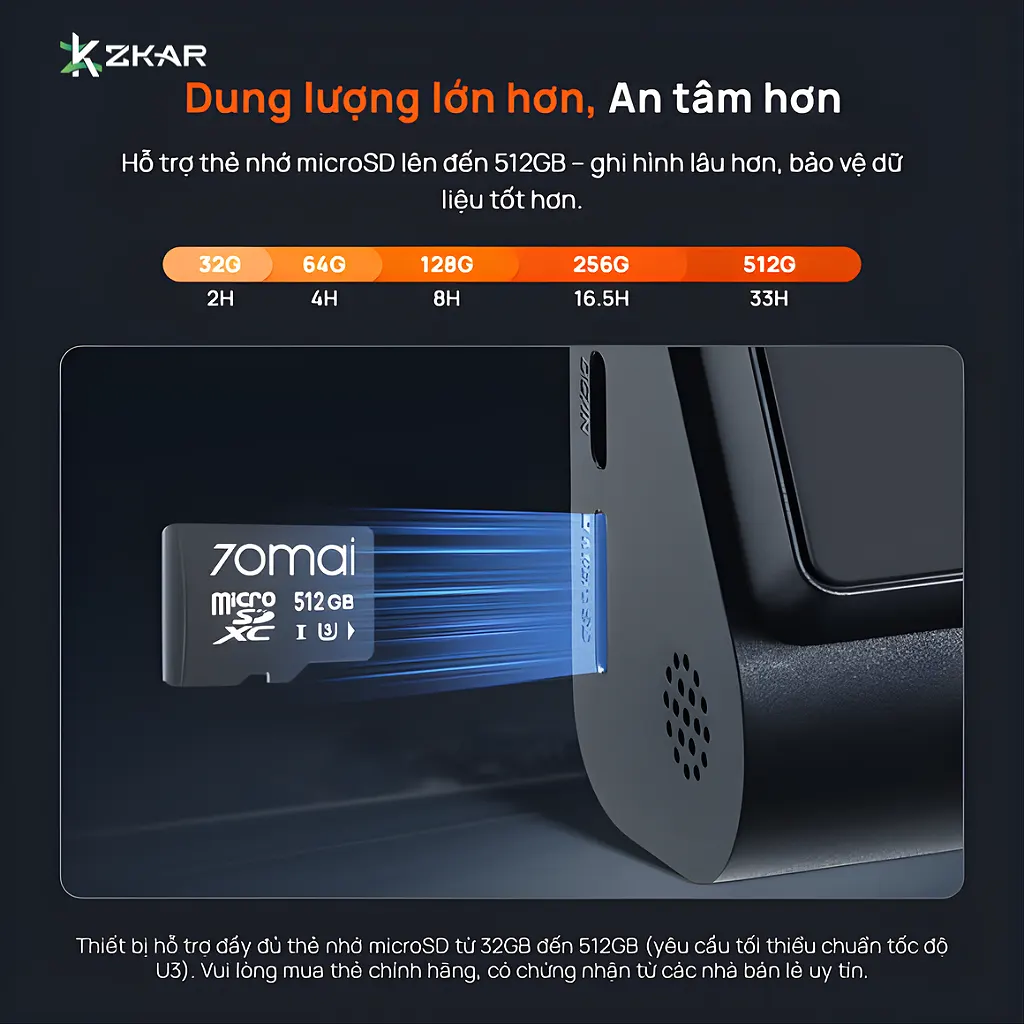 Hỗ trợ dung lượng lưu trữ lên đến 512GB