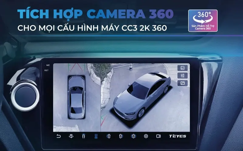 Màn hình teyes cc3 2k tích hợp camera 360 xóa bỏ điểm mù