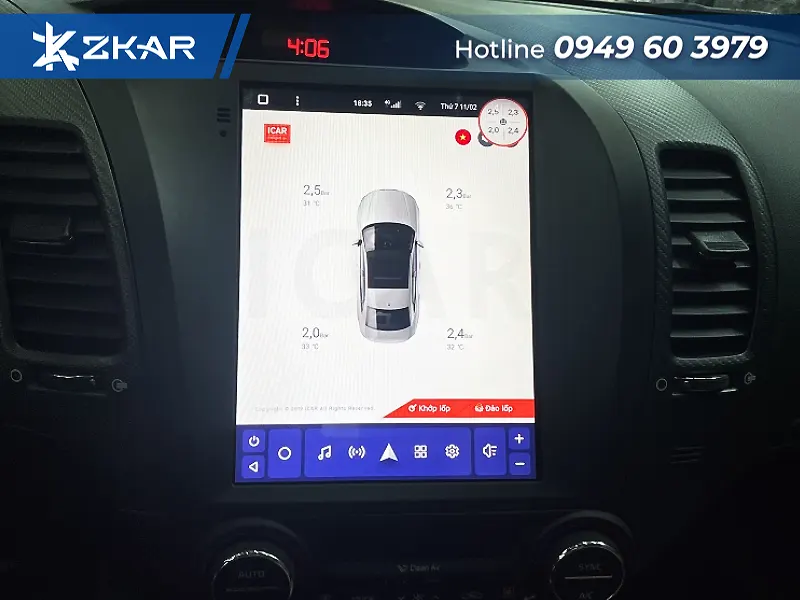 Màn hình Teyes Tpro 2 tích hợp cảm biến áp suất lốp