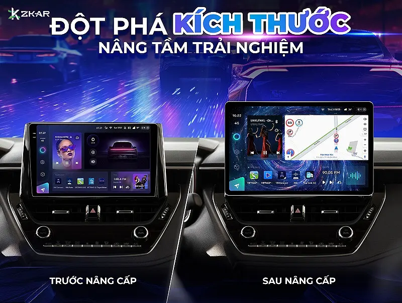 Teyes cc3 2k max 360 có kích thước lớn 11.5 đến 13 inch