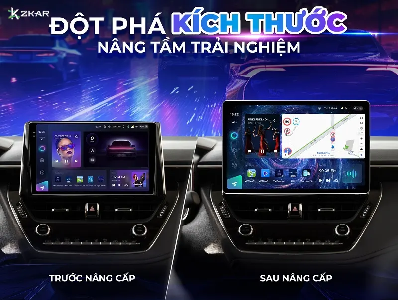 Teyes cc2 max có kích thước lớn 11.5 đến 13 inch