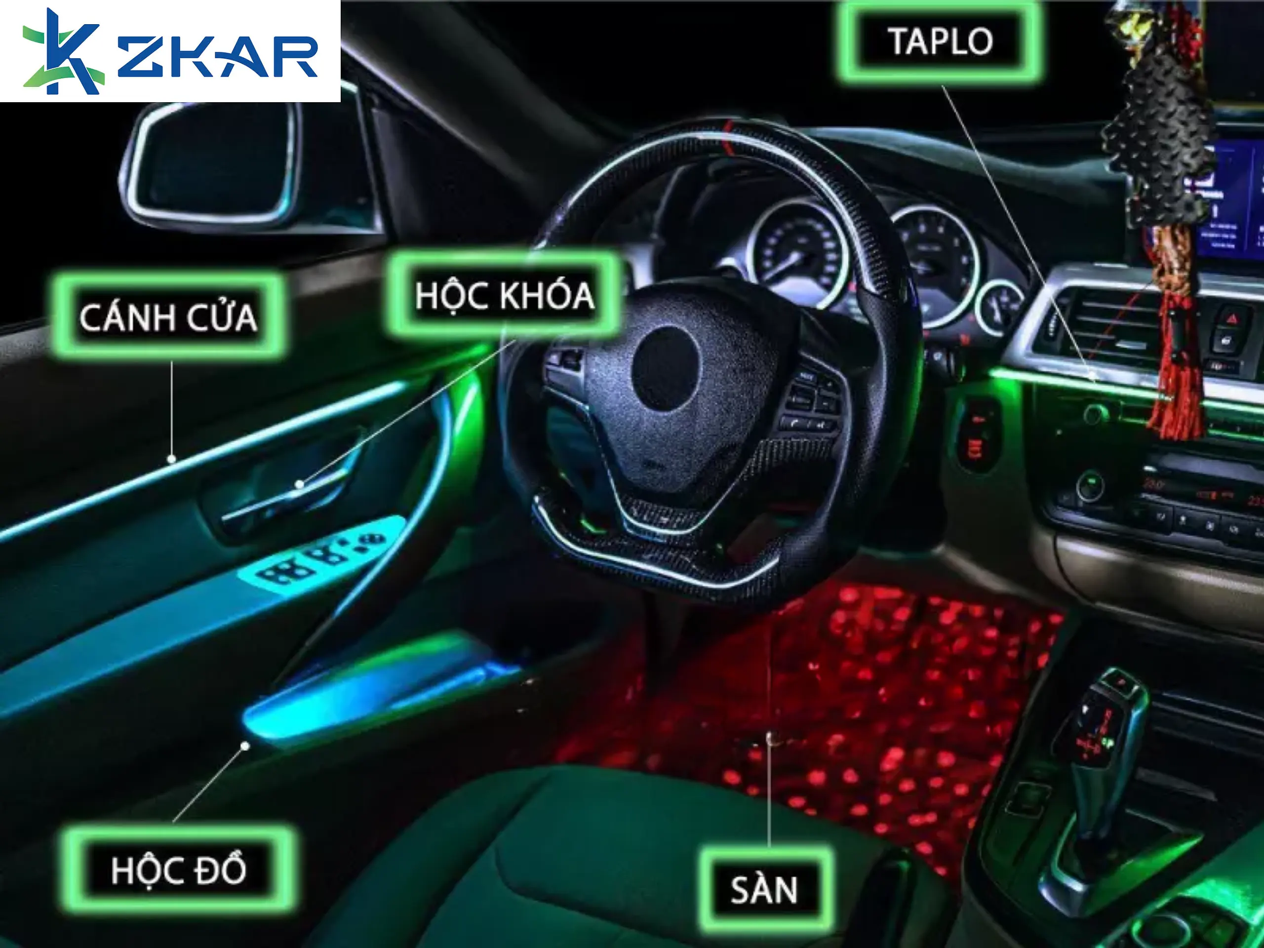 Các vị trí lắp đặt led đèn trang trí nội thất xe destinator