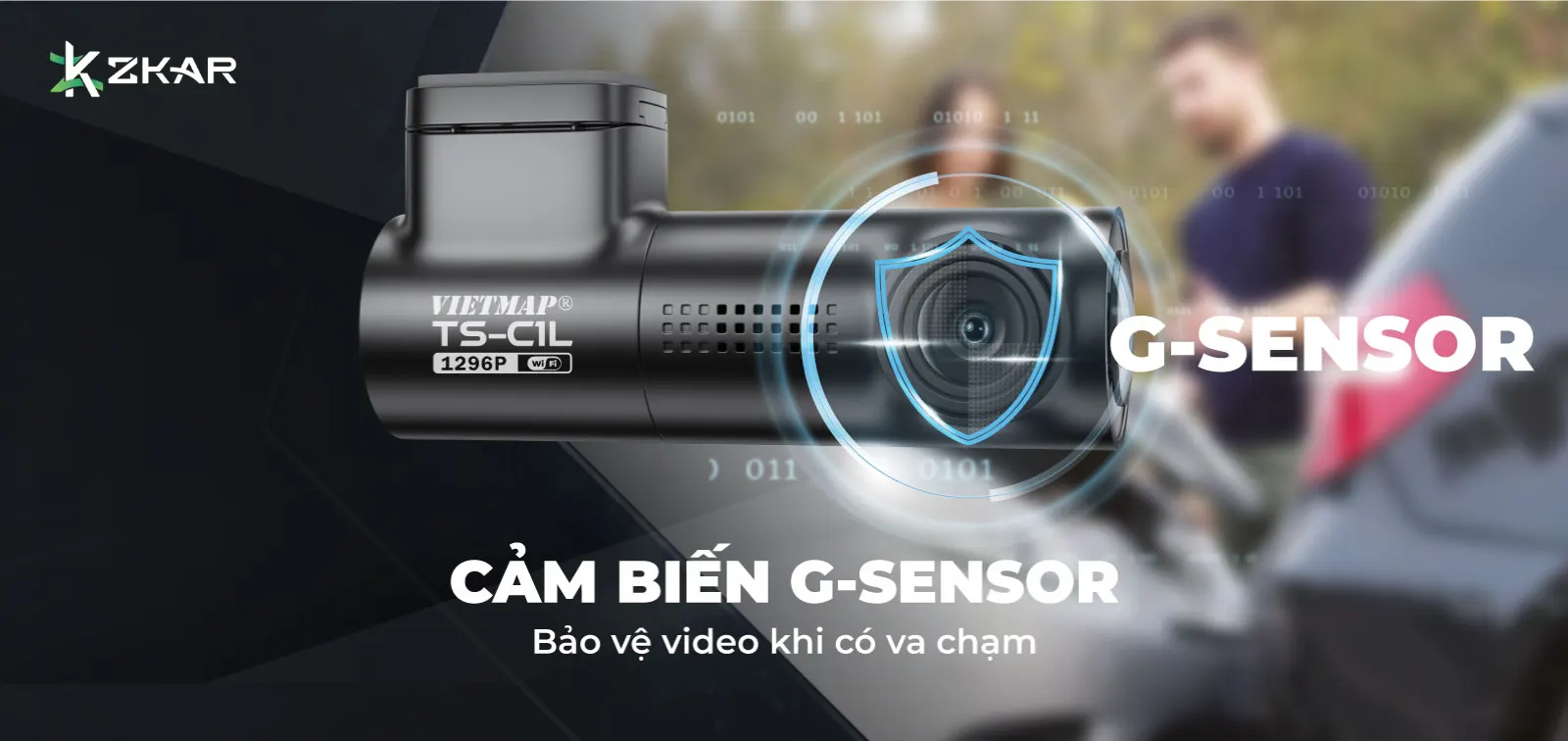 Cảm biến G-Sensor giúp tự động khóa ghi hình khi có va chạm