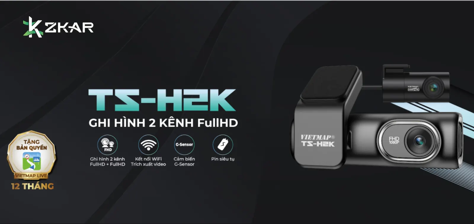 Camera VIETMAP TS-H2K ghi hình 2 kênh fullHD