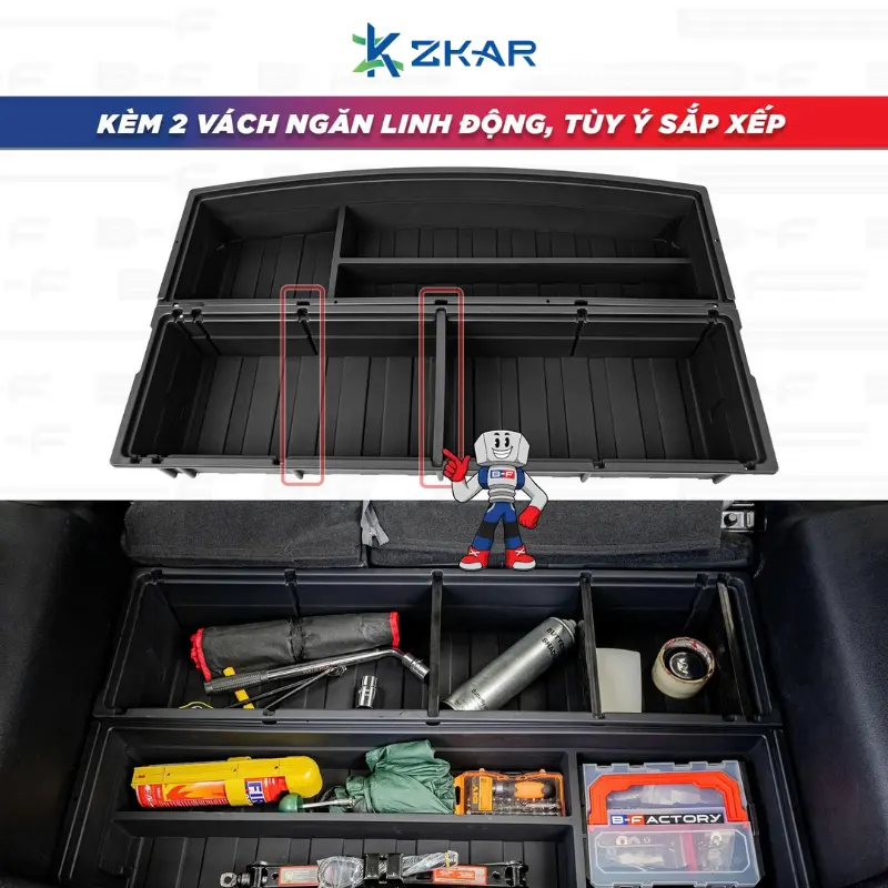 Kèm 2 vách ngăn khi mua Thùng đựng đồ ô tô tại ZKar Auto