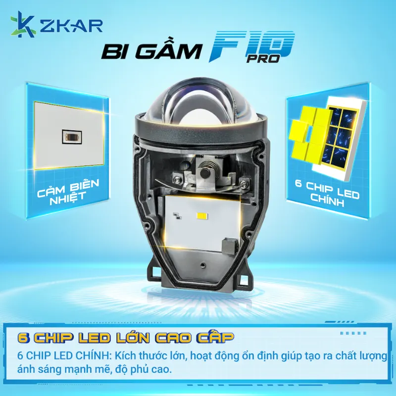 6 chip Led lớn phản xạ của Bi Gầm F10Pro