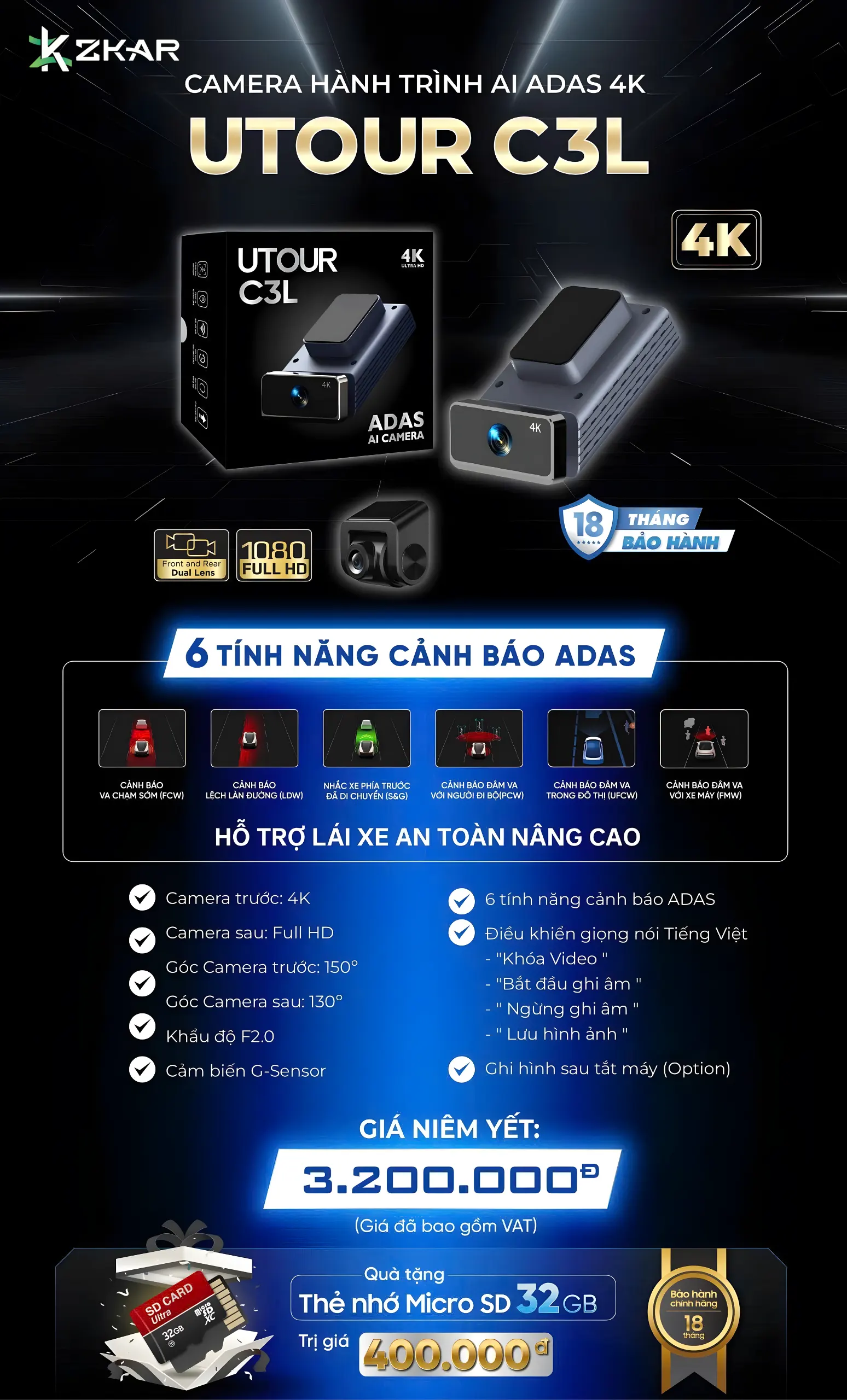 Bảng giá lắp cam hành trình utour c3l 