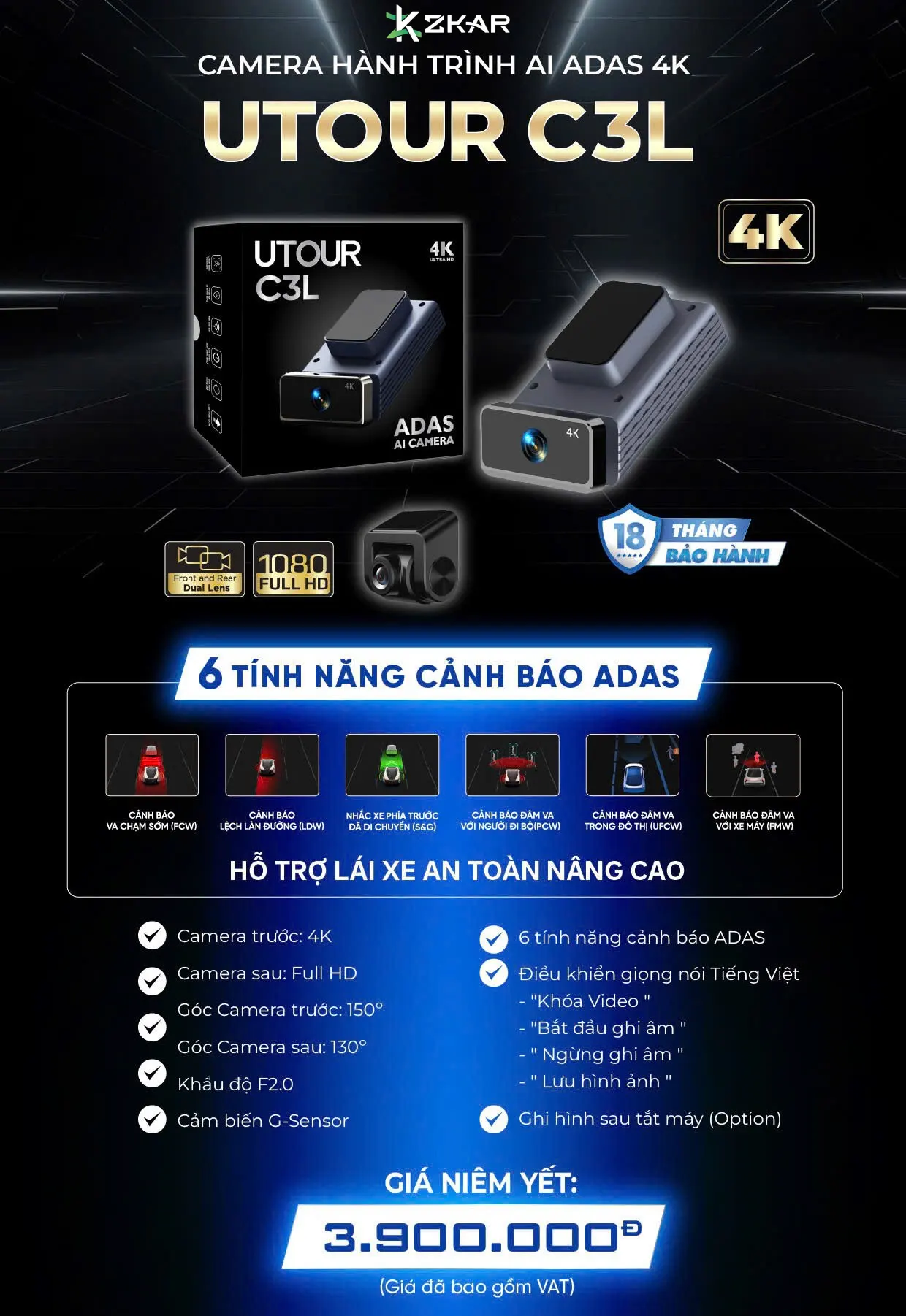 Bảng giá lắp cam hành trình utour c3l