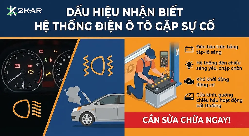 Dấu hiệu nhận biết hệ thống điện ô tô gặp sự cố cần sửa chữa ngay