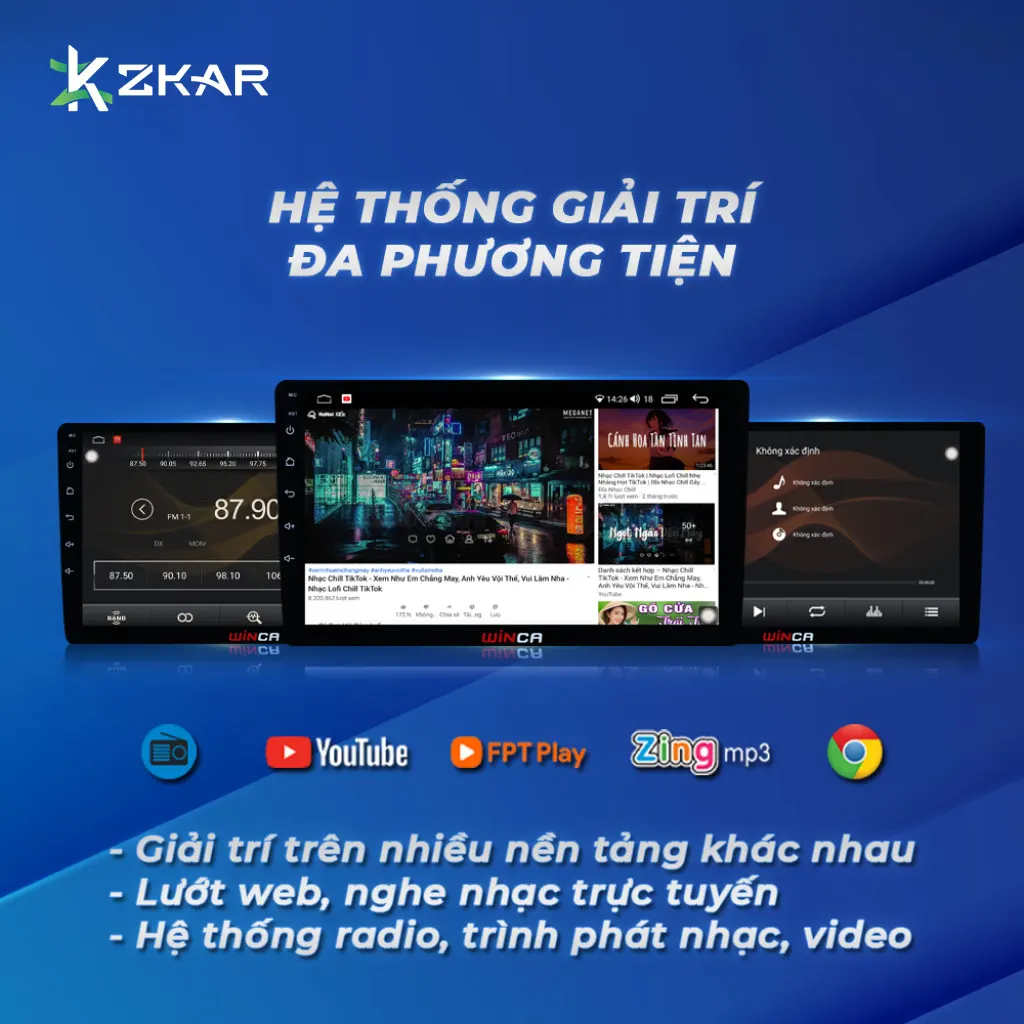 Giải trí đa phương tiện như máy tính bảng cao cấp - màn winca S170+ Pro 360