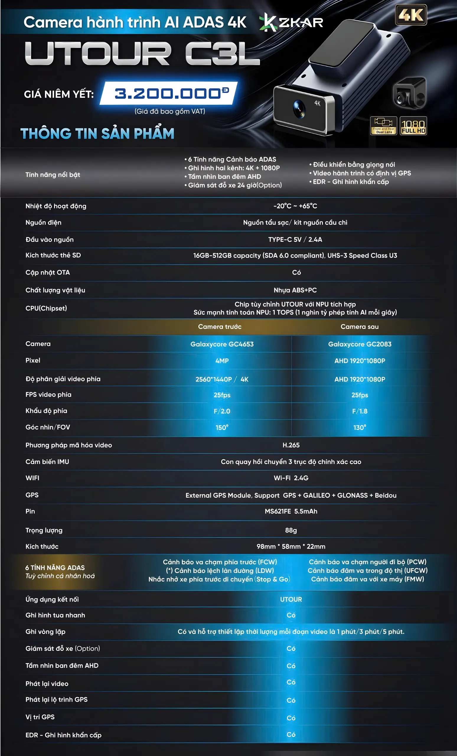 lợi ích khi lắp cam hành trình utour c3l 