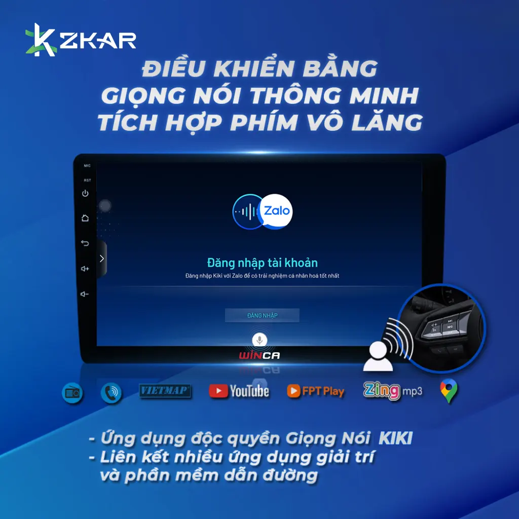 Màn winca S170+ Pro 360 điều khiển giọng nói qua vô lăng thông minh