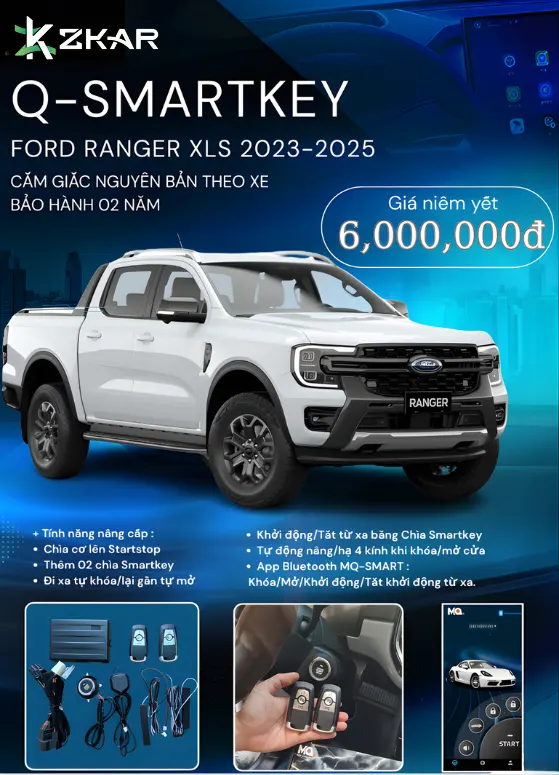 Những tính năng đắt giá Q-smartkey Xe Ford Ranger XLS 2023-2025