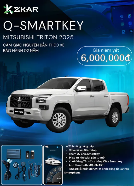 Những tính năng đắt giá Q-smartkey Xe Mitsubishi Triton 2025