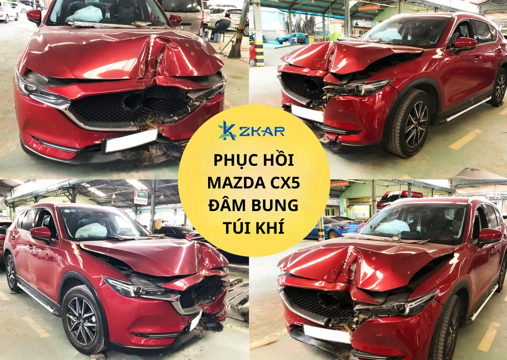 Phục hồi mazda cx5 đâm bung túi khí 