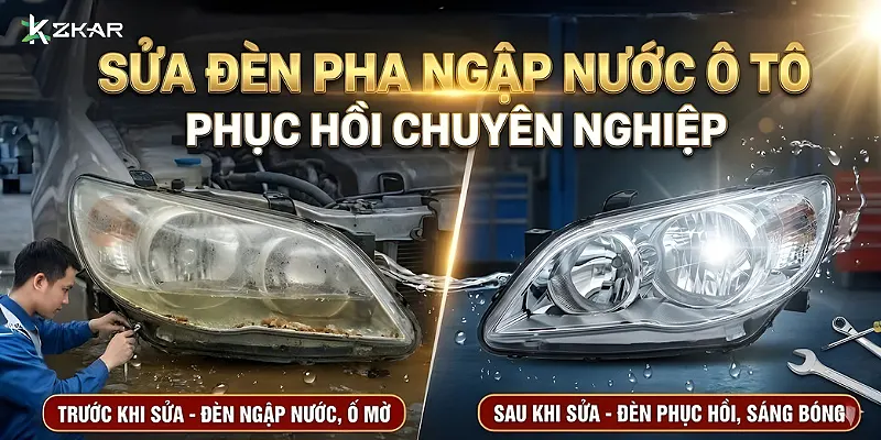 Sửa Đèn Pha Ngập Nước Ô Tô - Phục Hồi Đèn Pha
