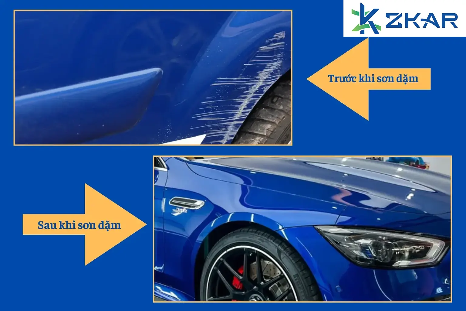 Trước & Sau khi sơn dặm xe hơi