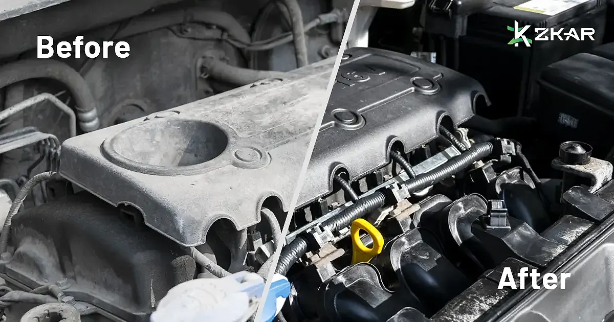 trước và sau khi vệ sinh khoang máy