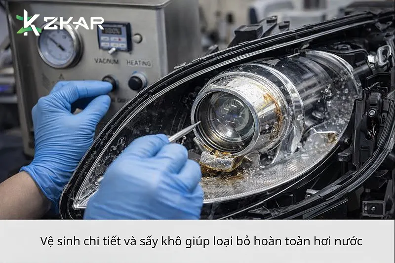 Vệ sinh chi tiết và sấy khô giúp loại bỏ hoàn toàn hơi nước