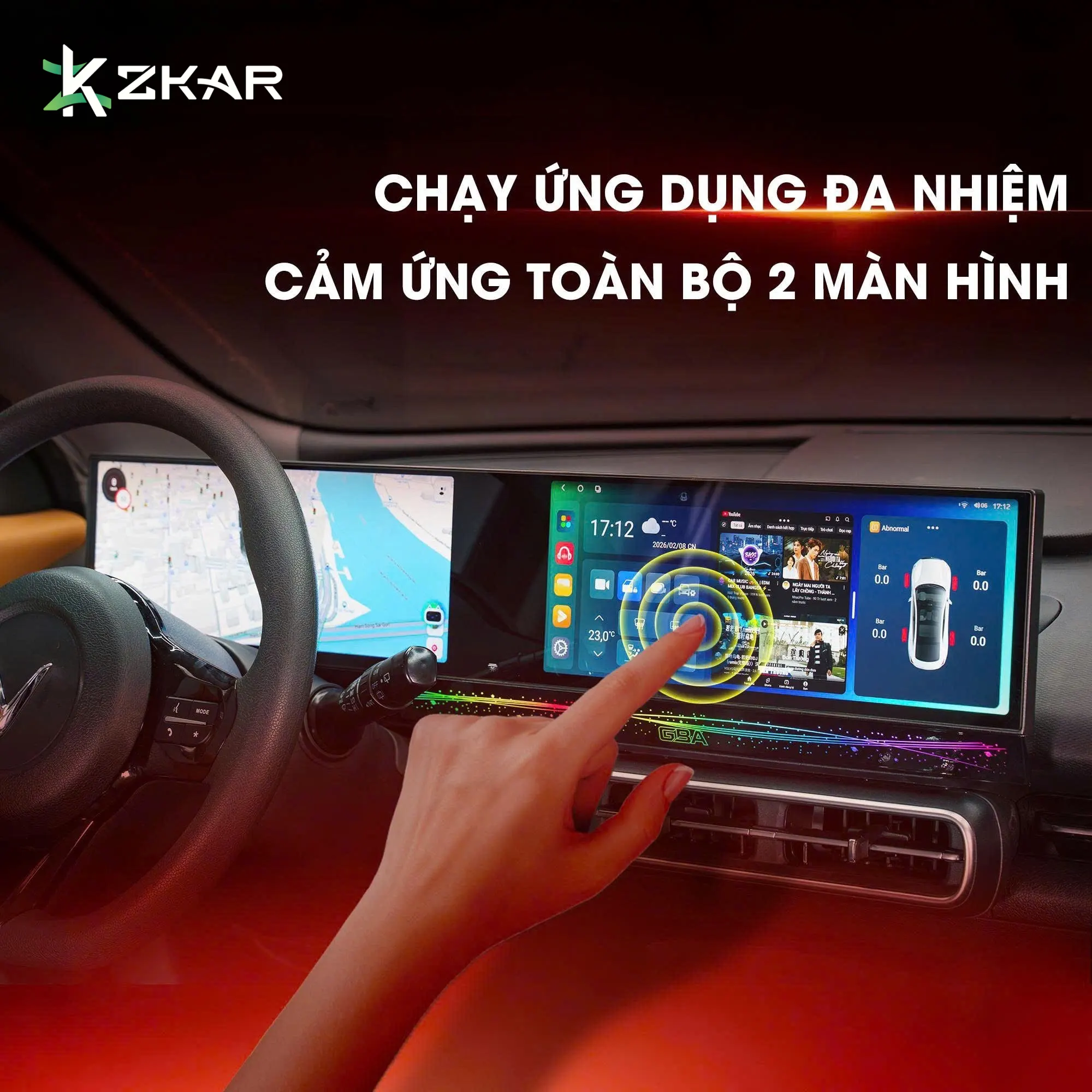 Cảm ứng toàn bộ 2 màn hình với ứng dụng đa nhiệm 