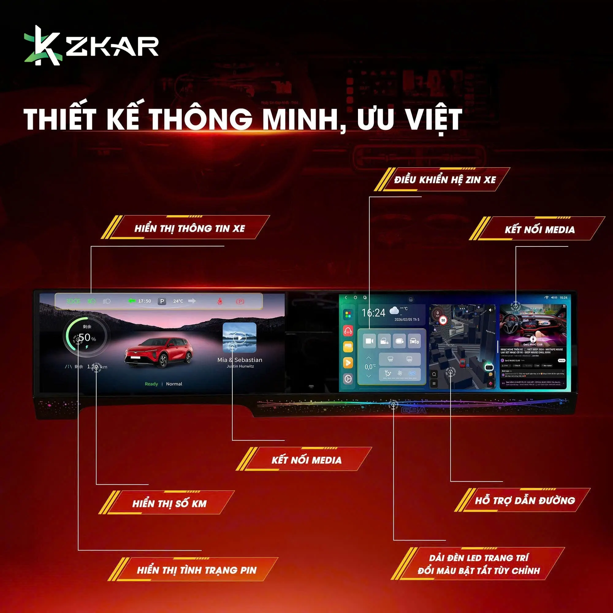 Màn hình liền khối thiết kế thông minh 