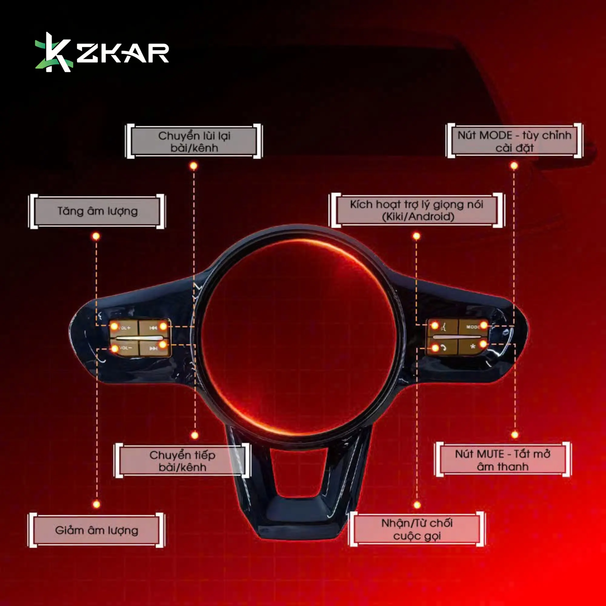 Phím vô lăng cao cấp -zkarauto
