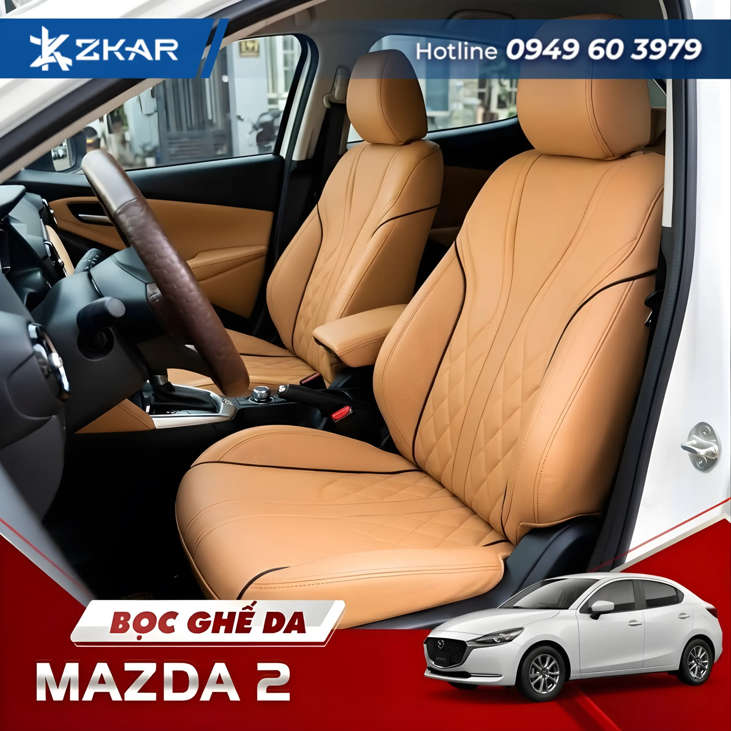 Bọc ghế da cao cấp mazda 2