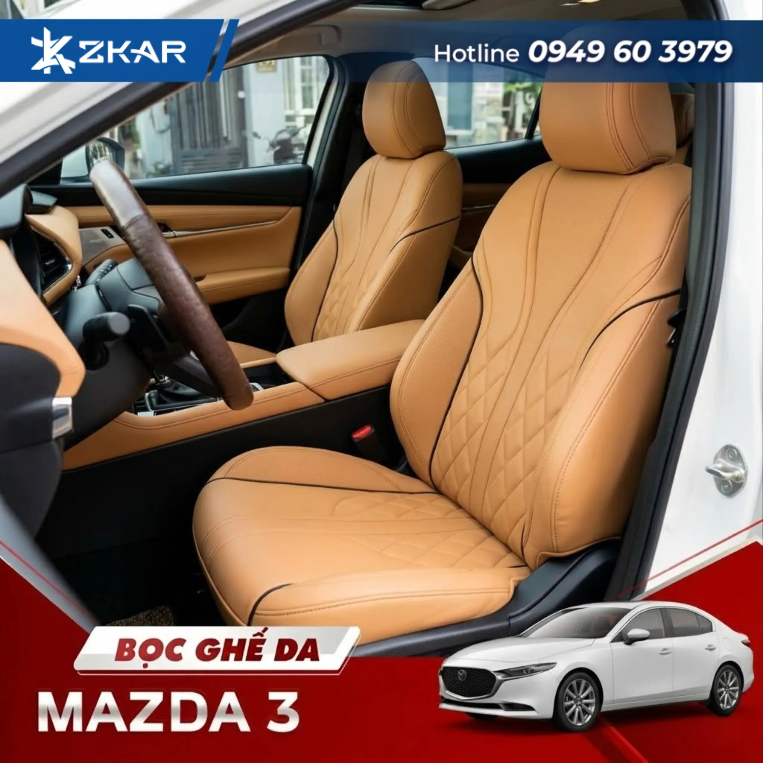 Bọc ghế da cao cấp mazda 3
