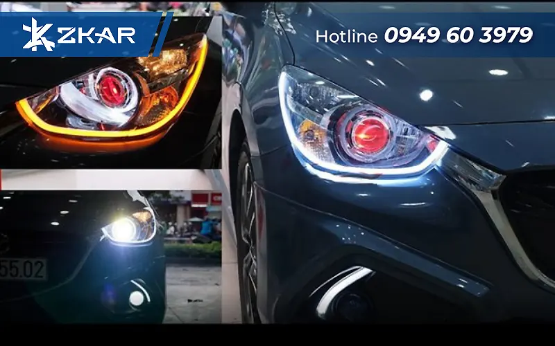 Độ đèn tăng sáng xe mazda 2
