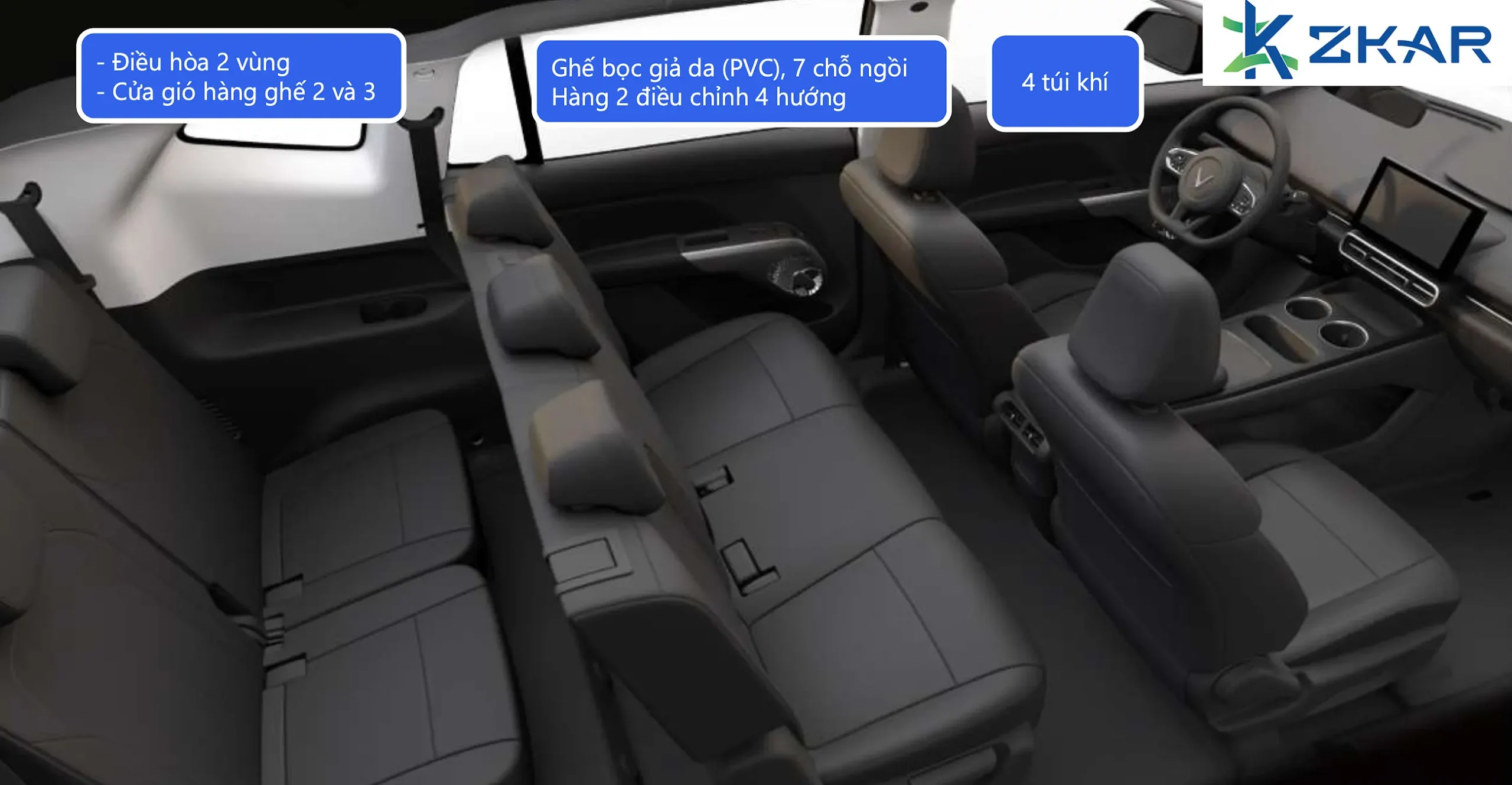 Không gian nội thất 7 chỗ rộng rãi và tiện nghi của VinFast VF MPV 7