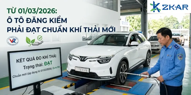 Từ 01/03/2026: Ô tô đăng kiểm phải đạt chuẩn khí thải mới