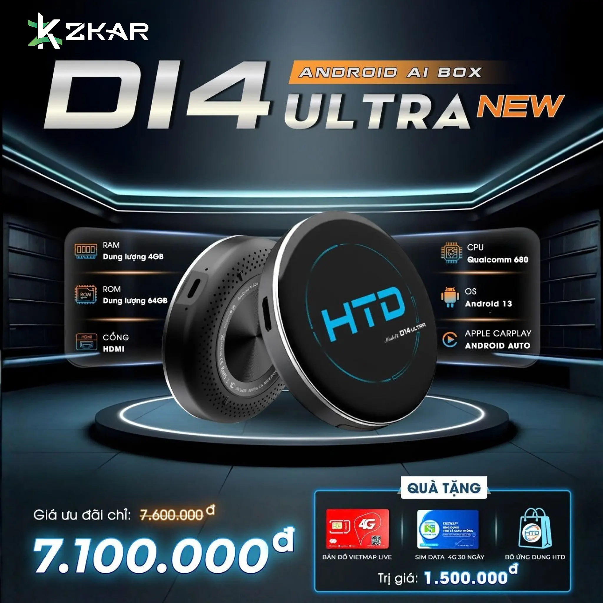 Bảng Giá Android Box Ô Tô HTD D14 ULTRA NEW