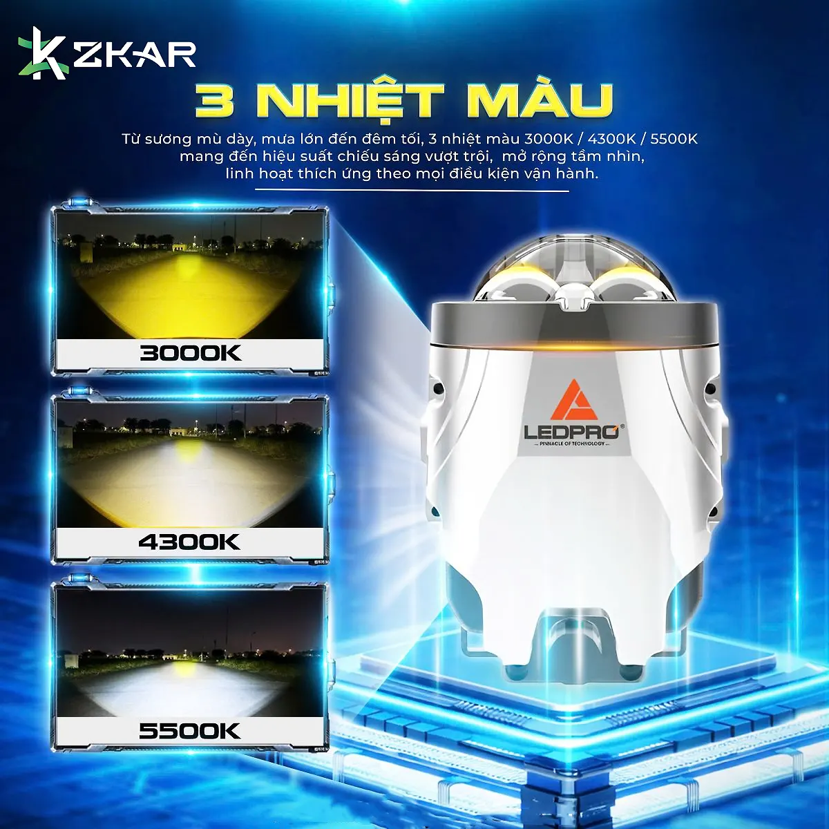 Bi gầm Ledpro A11 Ultra Ba nhiệt màu 3000K - 4300K - 5500K tùy chọn 