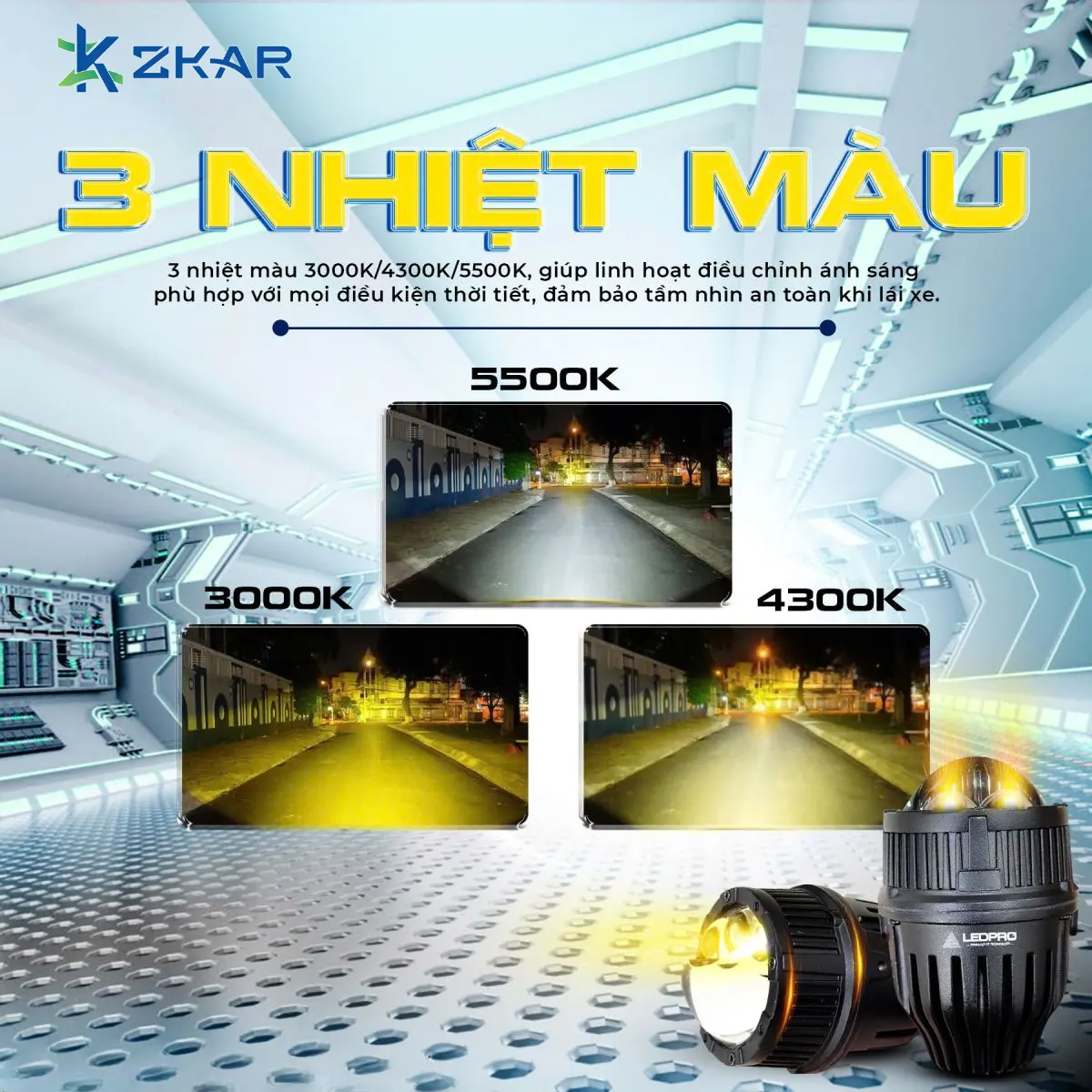 Bi gầm Ledpro A8 Special Ba nhiệt màu 3000K - 4300K - 5500K tùy chọn 