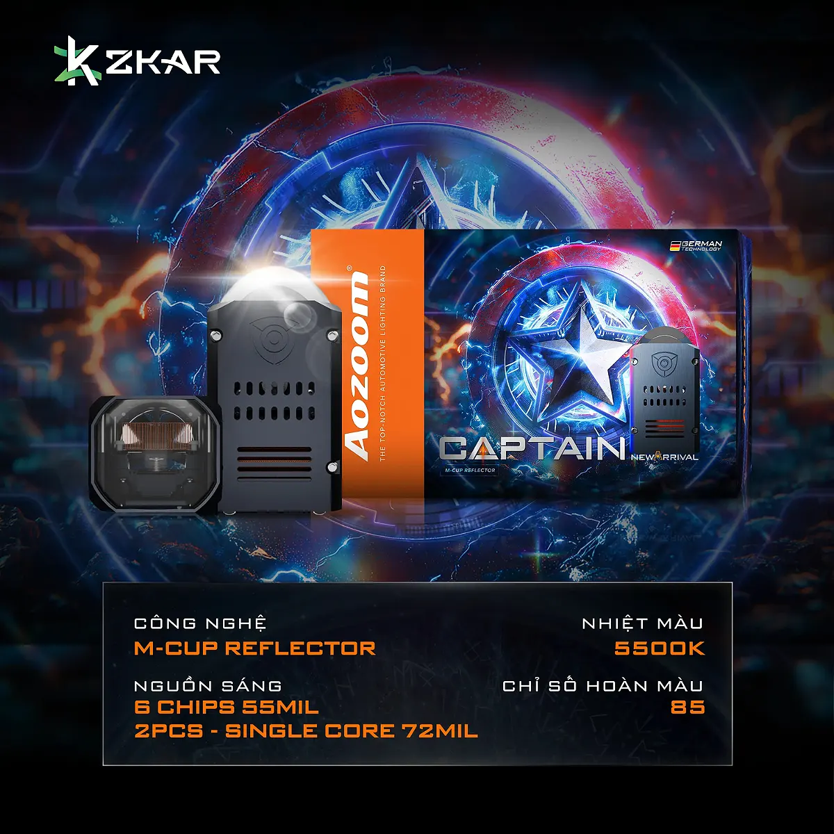 Thông số kỹ thuật đèn led captain new arrival light - 1.8 inch