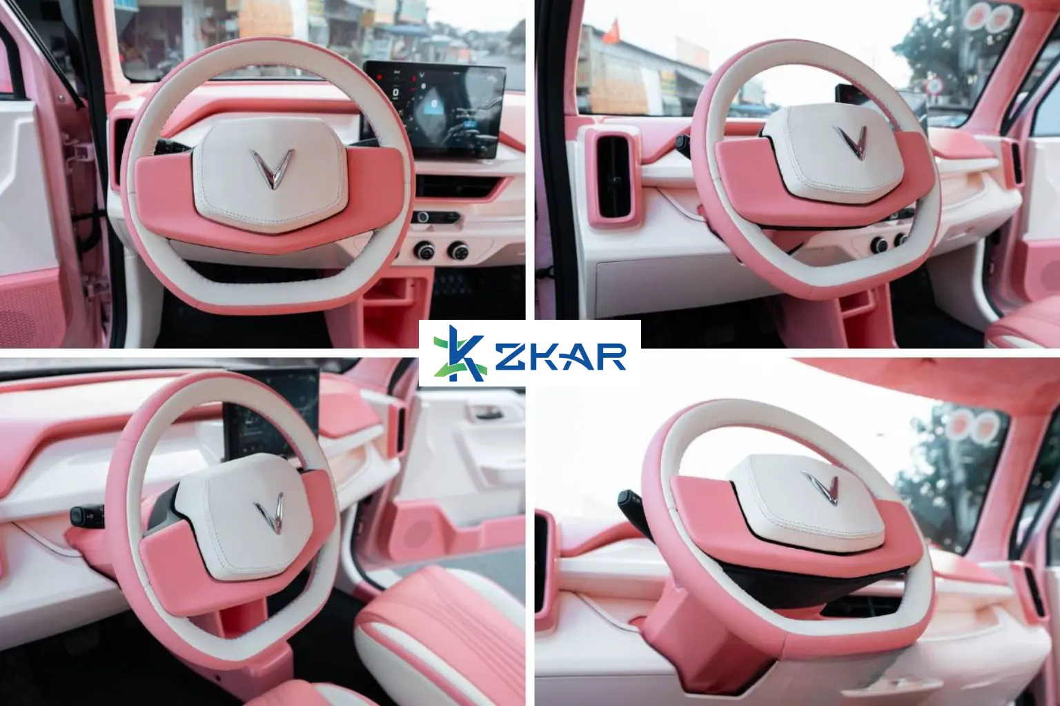 Bọc Vô Lăng VF3 Hồng Kem Siêu Cute
