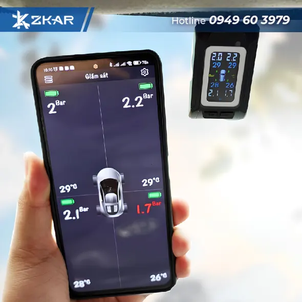 Cảm Biến Áp Suất Lốp ICAR C340 Kết Nối Điện Thoại