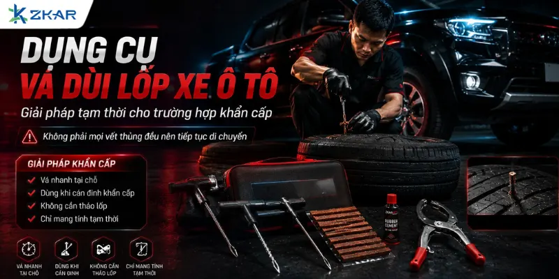 Dụng cụ vá dùi lốp xe ô tô dùng cho trường hợp khẩn cấp