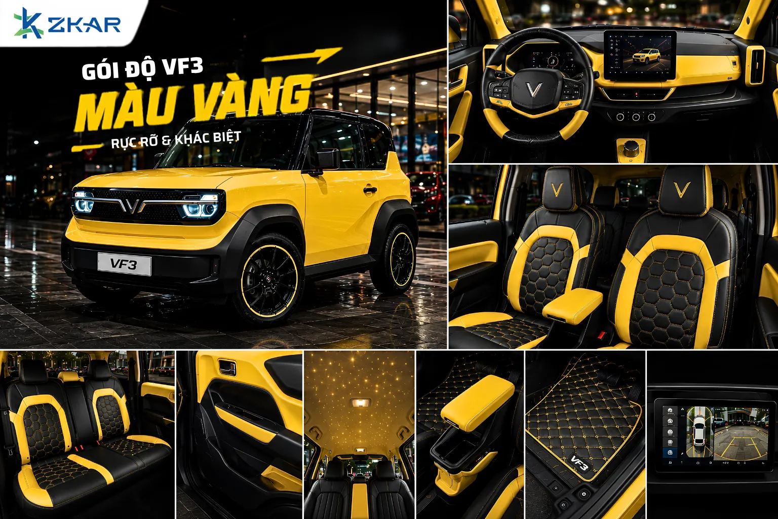 Gói Độ Vinfast VF3 Màu Vàng