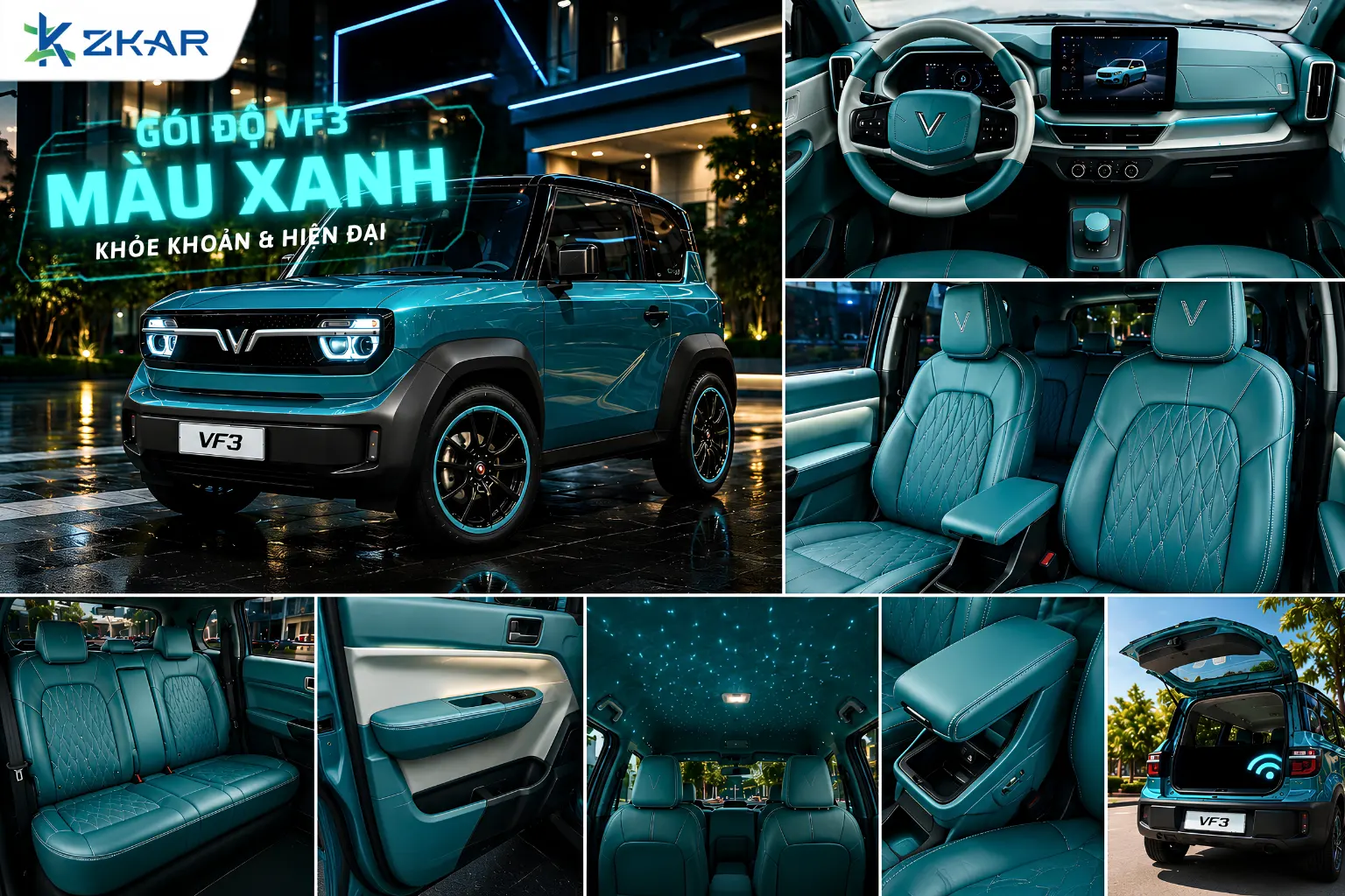 Gói Độ Vinfast VF3 Màu Xanh