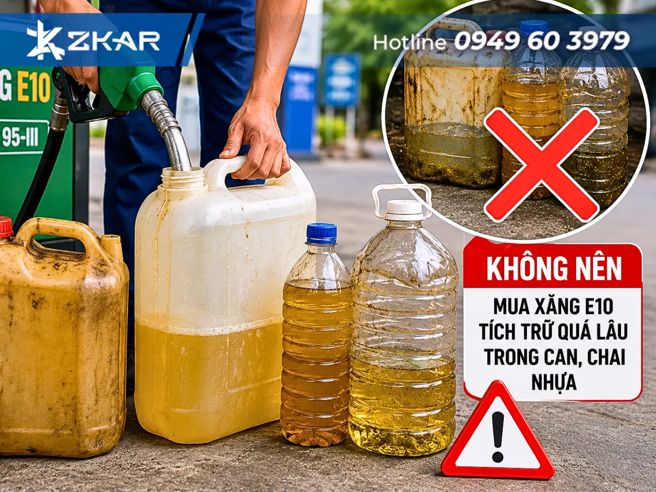 Không mua xăng E10 tích trữ trong can, chai nhựa quá lâu