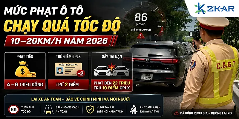 Mức Phạt Ô Tô Chạy Quá Tốc Độ 10-20km Năm 2026