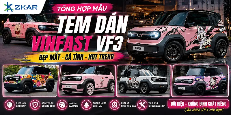Tổng Hợp Tem Xe VinFast VF3 Đẹp – Cute – Cá Tính Hot Nhất