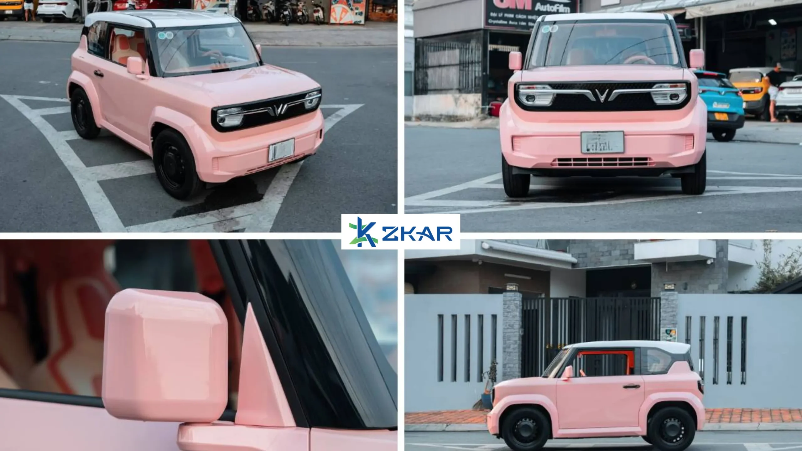 VF3 Hồng Kem Phối Nóc Trắng Chuẩn Tiểu Thư