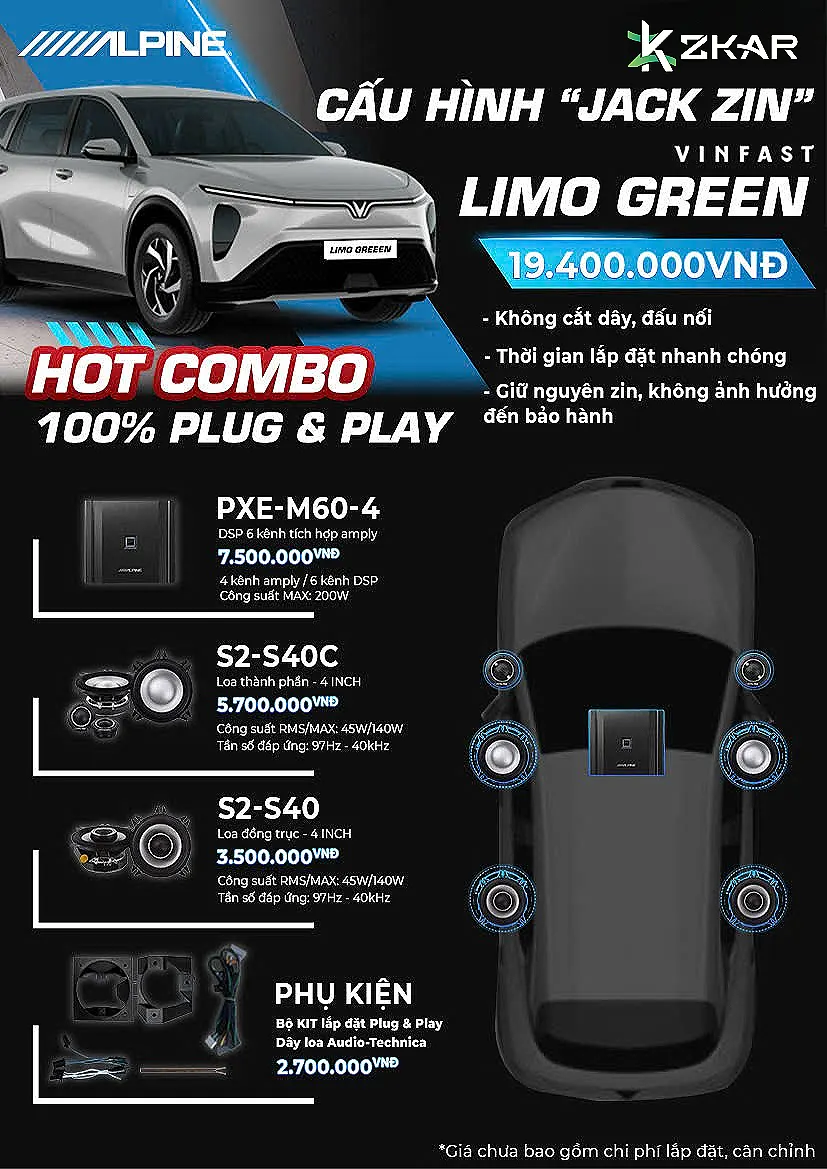 Âm Thanh ALPINE Jack Zin Cho VinFast Limo Green – Giá 19tr400
