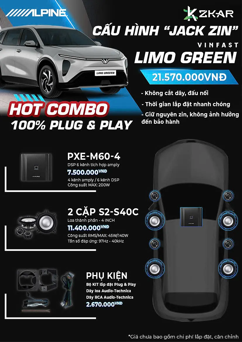 Âm Thanh ALPINE Jack Zin Cho VinFast Limo Green – Giá 21tr570