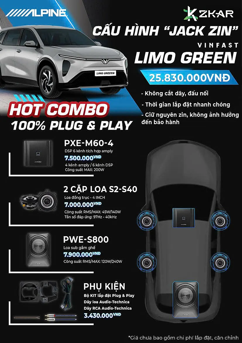 Âm Thanh ALPINE Jack Zin Cho VinFast Limo Green – Giá 25tr830
